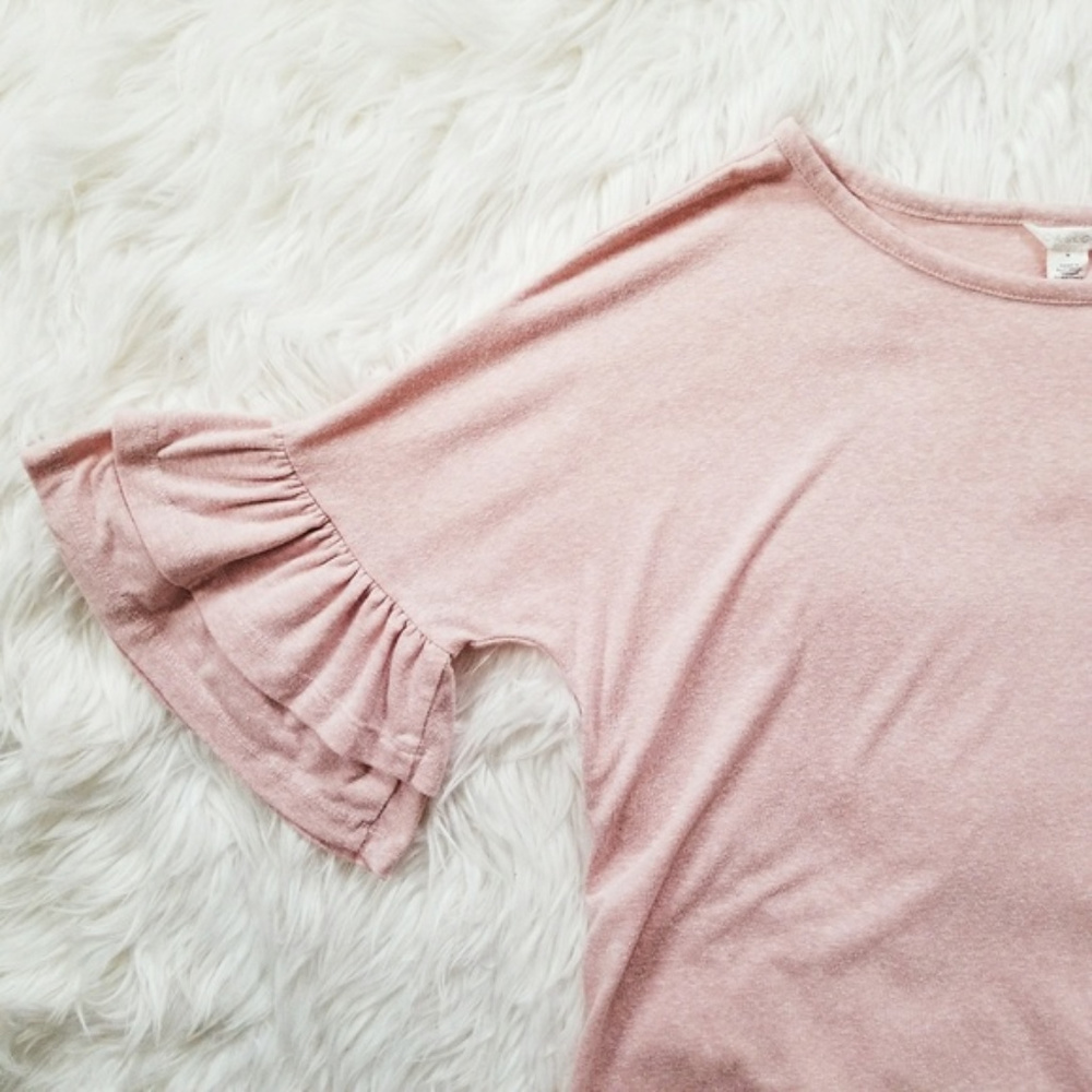 CASLON PINK 2 TIER BELL RUFFLE SLEEVE TOP SMALL - Picture 6 of 7